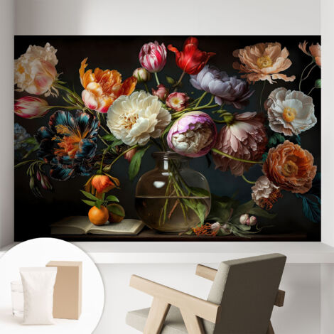 Tapete Dekorative Vliestapete mit Klebe für Wand - Mustertapete - moderne Einrichtung - für Büro Blumenstrauß 104x70 cm