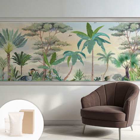 Tapete Dekorative Vliestapete mit Klebe für Wand - Mustertapete - moderne Einrichtung - für Büro Exotische Flora 250x104 cm