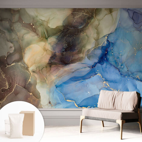 Tapete Dekorative Vliestapete mit Klebe für Wand - Mustertapete - moderne Einrichtung - für Büro Farbenfrohe Abstraktion 312x219 cm