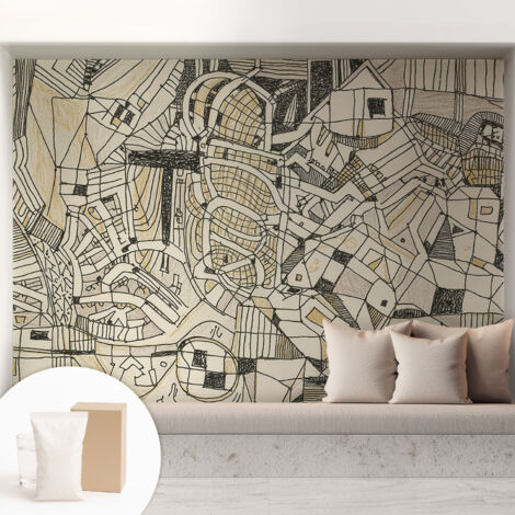 Tapete Dekorative Vliestapete mit Klebe für Wand - Mustertapete - moderne Einrichtung - für Büro Geometrische Abstraktion 208x146 cm