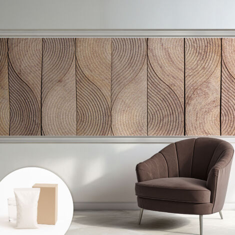 Tapete Dekorative Vliestapete mit Klebe für Wand - Mustertapete - moderne Einrichtung - für Büro Holzwellen 250x104 cm