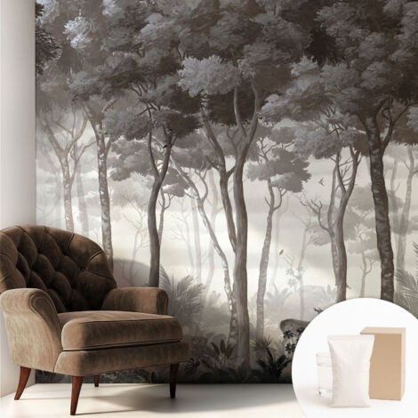 Tapete Dekorative Vliestapete mit Klebe für Wand - Mustertapete - moderne Einrichtung - für Büro Waldmagie 250x250 cm