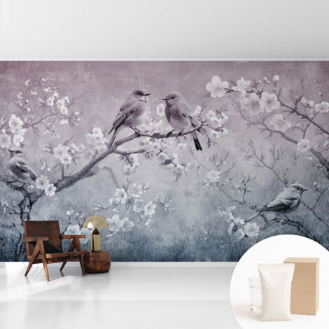 Tapete Dekorative Vliestapete mit Klebe für Wand - Mustertapete - moderne Einrichtung - für Büro Zarte Natur 416x254 cm