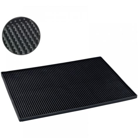 Tapete escurridor de platos negro, tapete Maxi Bar, apto para lavavajillas, plástico flexible, 45 x 30 cm, negro