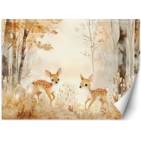Tapete für Kinder Tiere im Wald Beige 200x140 cm