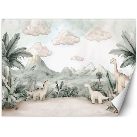 Tapete für Kinderzimmer Dinosaurier Jurassic World in Pastellfarben 100x70 cm
