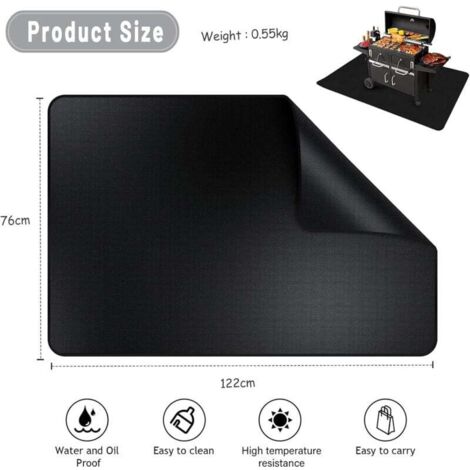 Tapete ignífugo rectangular para fogatas, protector para parrillas, patios, césped, barbacoas y camping. Tamaño: 122 x 76 cm.
