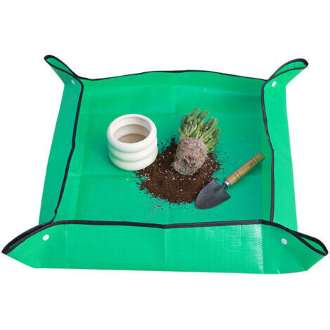 Tapete impermeable y portátil para trasplantar plantas de interior, fabricado en polietileno ecológico, 33 x 33 cm.