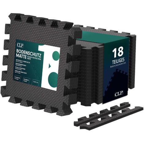 Tapete protector de suelo rompecabezas de 18 piezas 31x31 cm plástico negro para gimnasio taller garaje sala de juegos 100009000