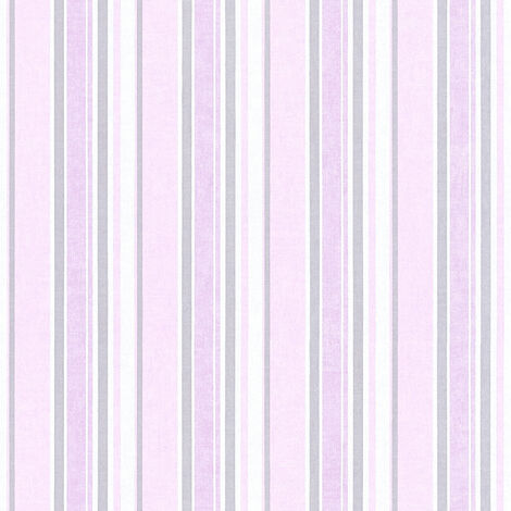 Tapete rosa grau gestreift | Mädchentapete mit Streifen in Hellrosa und Lila | Vlies Kindertapete ideal für Babyzimmer und Mädchenzimmer