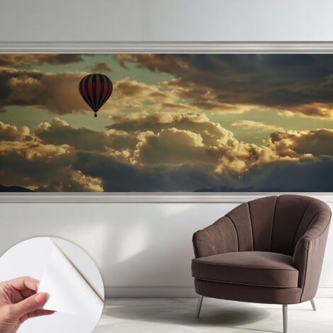 Tapete Selbstklebend - abwaschbar - Tapete mit Motiv - trendige Wanddeko - elegant Fototapete  Ballon in den Wolken 250x104 cm