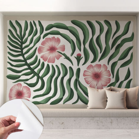 Tapete Selbstklebend - abwaschbar - Tapete mit Motiv - trendige Wanddeko - elegant Fototapete  Blumen und Blätter 208x146 cm