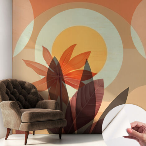 Tapete Selbstklebend - abwaschbar - Tapete mit Motiv - trendige Wanddeko - elegant Fototapete  Blumenabstraktion 250x250 cm