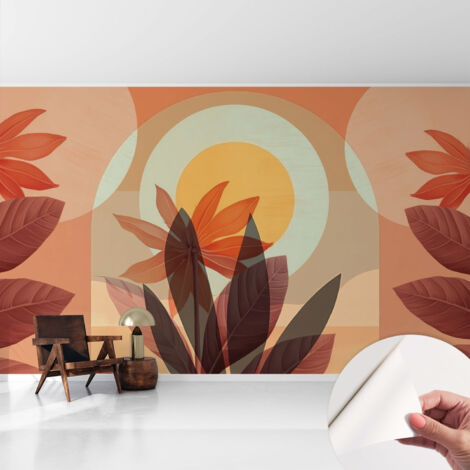 Tapete Selbstklebend - abwaschbar - Tapete mit Motiv - trendige Wanddeko - elegant Fototapete  Blumenabstraktion 416x254 cm