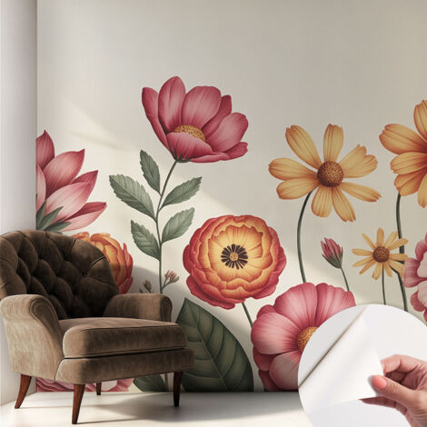 Tapete Selbstklebend - abwaschbar - Tapete mit Motiv - trendige Wanddeko - elegant Fototapete  Blumenkomposition 250x250 cm