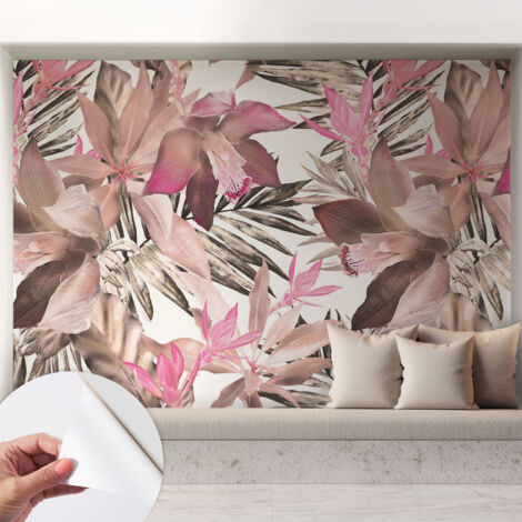 Tapete Selbstklebend - abwaschbar - Tapete mit Motiv - trendige Wanddeko - elegant Fototapete  Exotische Blumen 208x146 cm