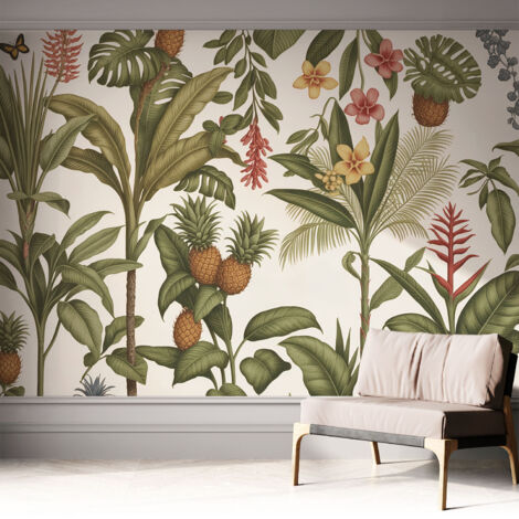 Tapete Selbstklebend - abwaschbar - Tapete mit Motiv - trendige Wanddeko - elegant Fototapete  Exotische Natur 312x219 cm