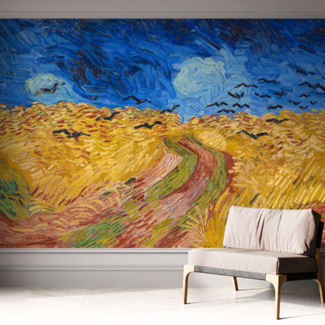 Tapete Selbstklebend - abwaschbar - Tapete mit Motiv - trendige Wanddeko - elegant Fototapete  Feldlandschaft 312x219 cm