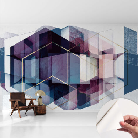Tapete Selbstklebend - abwaschbar - Tapete mit Motiv - trendige Wanddeko - elegant Fototapete  Geometrische Würfel 416x254 cm