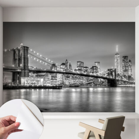Tapete Selbstklebend - abwaschbar - Tapete mit Motiv - trendige Wanddeko - elegant Fototapete  Großstadtbrücke 152x104 cm