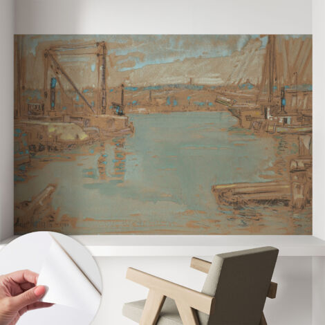 Tapete Selbstklebend - abwaschbar - Tapete mit Motiv - trendige Wanddeko - elegant Fototapete  Hafenansichten 104x70 cm