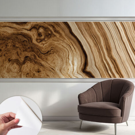 Tapete Selbstklebend - abwaschbar - Tapete mit Motiv - trendige Wanddeko - elegant Fototapete  Holzmaserung 250x104 cm