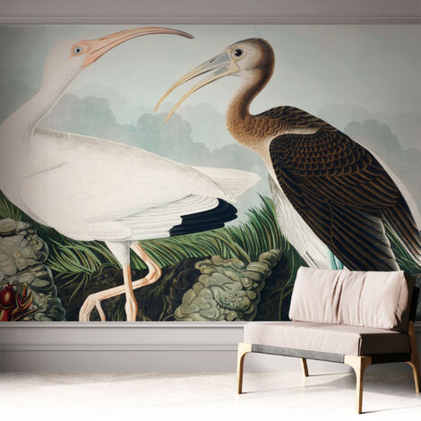 Tapete Selbstklebend - abwaschbar - Tapete mit Motiv - trendige Wanddeko - elegant Fototapete  Vogelpaar 312x219 cm