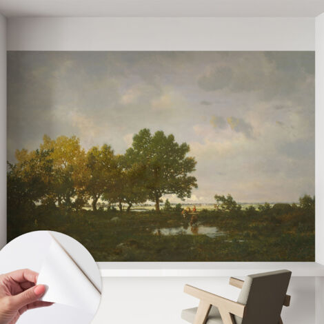 Tapete Selbstklebend - abwaschbar - Tapete mit Motiv - trendige Wanddeko - elegant Fototapete Waldlandschaft 152x104 cm