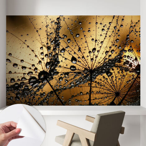 Tapete Selbstklebend - abwaschbar - Tapete mit Motiv - trendige Wanddeko - elegant Fototapete  Zarte Tropfen 104x70 cm