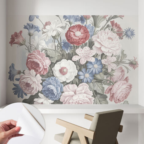 Tapete Selbstklebend - abwaschbar - trendige Wanddeko - elegant Fototapete  Bunter Blumenstrauß 104x70 cm