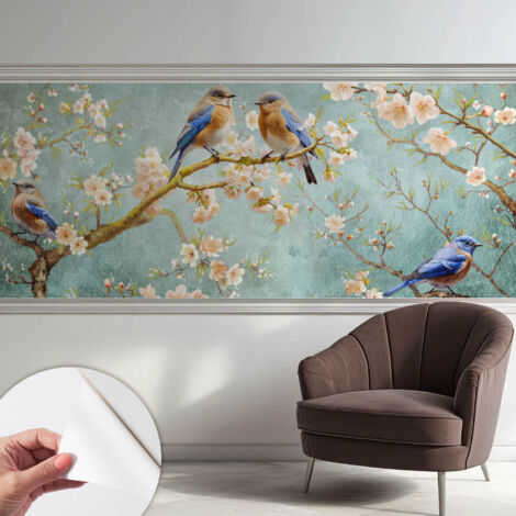 Tapete Selbstklebend - abwaschbar - trendige Wanddeko - elegant Fototapete  Frühlingsvögel 250x104 cm