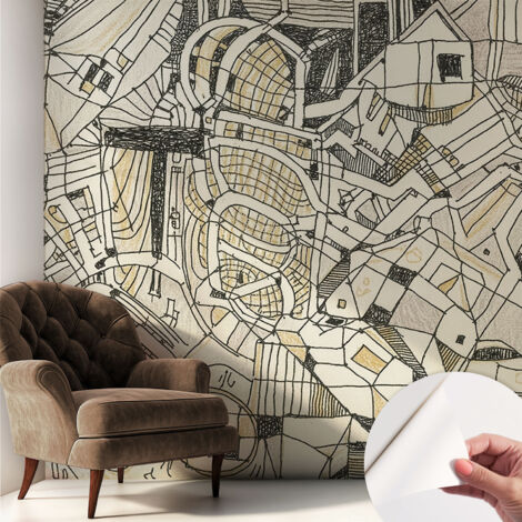 Tapete Selbstklebend - abwaschbar - trendige Wanddeko - elegant Fototapete  Geometrische Abstraktion 250x250 cm