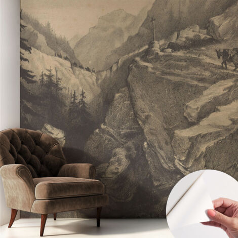 Tapete Selbstklebend - abwaschbar - trendige Wanddeko - elegant Fototapete  Malerische Berge 250x250 cm