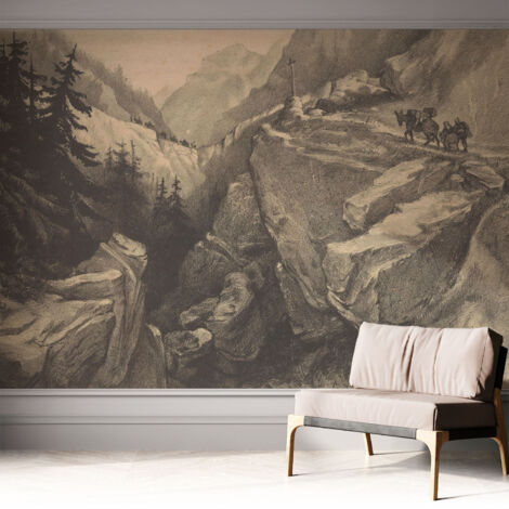 Tapete Selbstklebend - abwaschbar - trendige Wanddeko - elegant Fototapete  Malerische Berge 312x219 cm