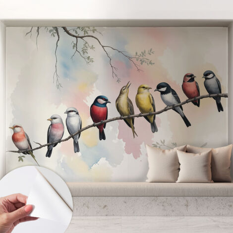 Tapete Selbstklebend - abwaschbar - trendige Wanddeko - elegant Fototapete  Vögel auf einem Ast 208x146 cm