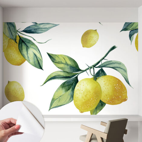 Tapete Selbstklebend - abwaschbar - trendige Wanddeko - elegant Fototapete  Zitronenmotiv 152x104 cm