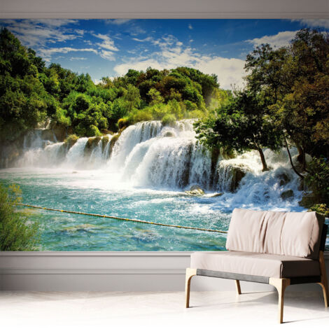 Tapete Selbstklebend - Fototapete mit Motiv - Wandtapete modern - Wanddeko Beeindruckender Wasserfall 312x219 cm