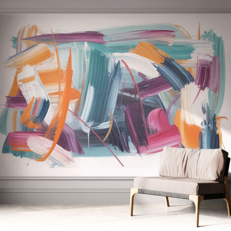 Tapete Selbstklebend - Fototapete mit Motiv - Wandtapete modern - Wanddeko Energische Pinselstriche 312x219 cm