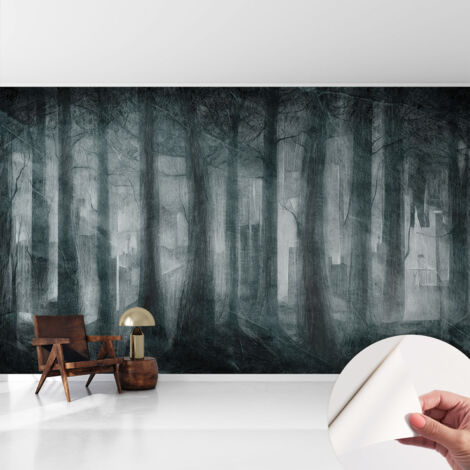 Tapete Selbstklebend - Fototapete mit Motiv - Wandtapete modern - Wanddeko Geheimnisvoller Wald 416x254 cm