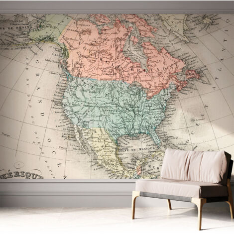 Tapete Selbstklebend - Fototapete mit Motiv - Wandtapete modern - Wanddeko Historische Karte 312x219 cm