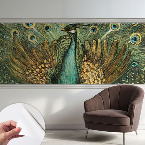 Tapete Selbstklebend - Fototapete mit Motiv - Wandtapete modern - Wanddeko Majestätischer Pfau 250x104 cm