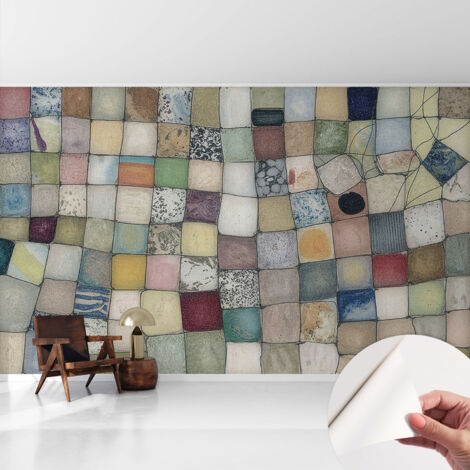 Tapete Selbstklebend - Fototapete mit Motiv - Wandtapete modern - Wandgestaltung Farbenfrohes Mosaik 416x254 cm