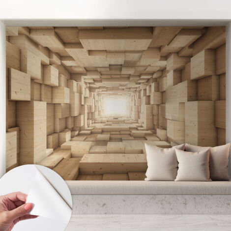 Tapete Selbstklebend - Fototapete mit Motiv - Wandtapete modern - Wandgestaltung Holztunnel 208x146 cm