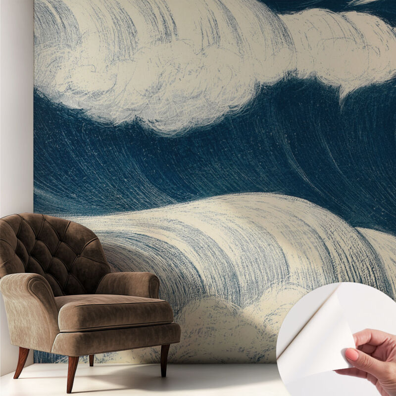 Tulup Tapete Selbstklebend - Fototapete Mit Motiv - Wandtapete Modern - Wandgestaltung Meereswellen 250x250 Cm