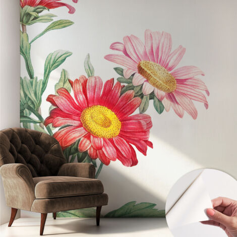 Tapete Selbstklebend - Fototapete mit Motiv - Wandtapete modern - Wandgestaltung Zarte Blumen 250x250 cm
