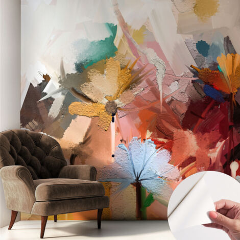 Tapete Selbstklebend - modernes Design - Wohnungsdeko - geruchslos - langlebig Blumenabstraktion 250x250 cm