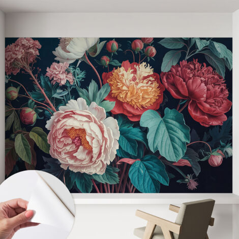 Tapete Selbstklebend - modernes Design - Wohnungsdeko - geruchslos - langlebig Bunte Blumen 152x104 cm