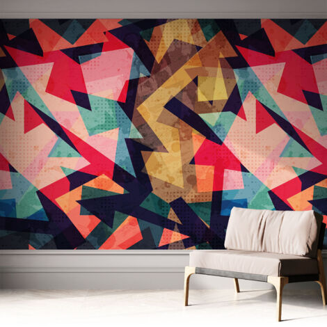 Tapete Selbstklebend - modernes Design - Wohnungsdeko - geruchslos - langlebig Farbenfrohes Muster 312x219 cm