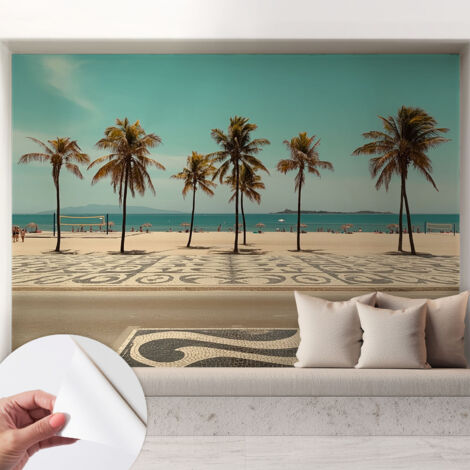 Tapete Selbstklebend - modernes Design - Wohnungsdeko - geruchslos - langlebig Palmen am Strand 208x146 cm