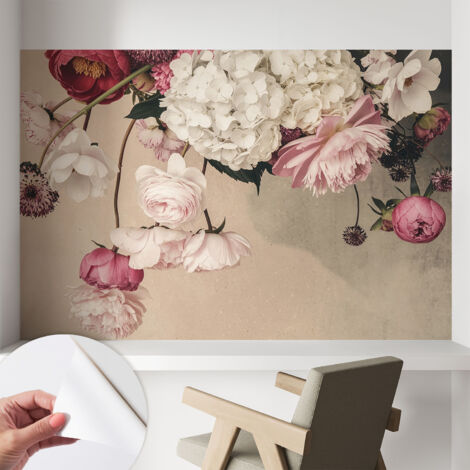 Tapete Selbstklebend - modernes Design - Wohnungsdeko - geruchslos - langlebig Romantische Blumen 104x70 cm